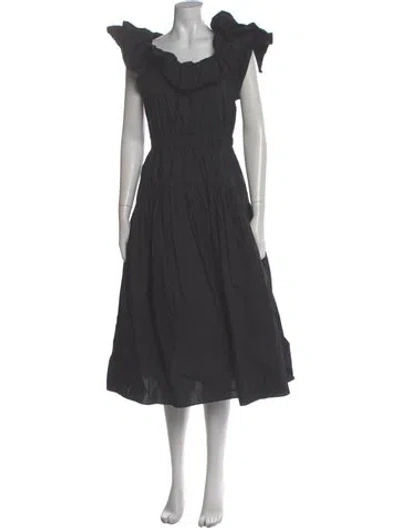 Pre-owned Ulla Johnson Scoop Neck Midi Length Dress In Gray