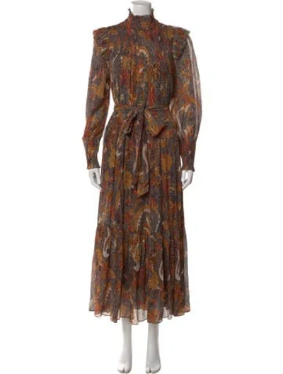 Pre-owned Ulla Johnson Scoop Neck Midi Length Dress In Gray