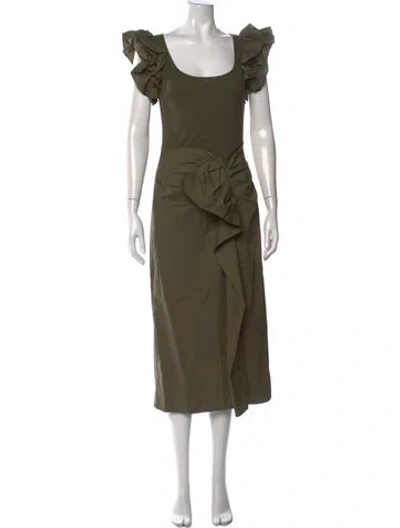 Pre-owned Ulla Johnson Scoop Neck Midi Length Dress In Green