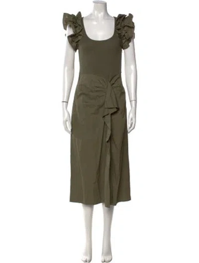 Pre-owned Ulla Johnson Scoop Neck Midi Length Dress In Green