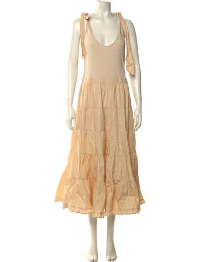 Pre-owned Ulla Johnson Scoop Neck Midi Length Dress In Neutral