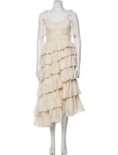 Pre-owned Ulla Johnson Scoop Neck Midi Length Dress In Neutral