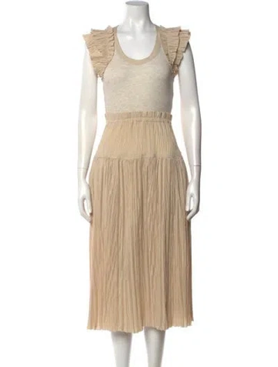 Pre-owned Ulla Johnson Scoop Neck Midi Length Dress In Neutral