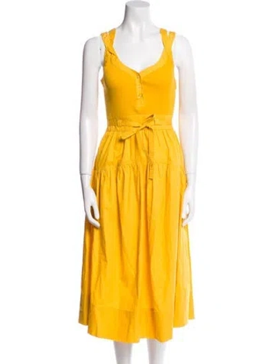 Pre-owned Ulla Johnson Scoop Neck Midi Length Dress In Yellow