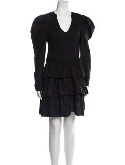Pre-owned Ulla Johnson Scoop Neck Mini Dress In Black