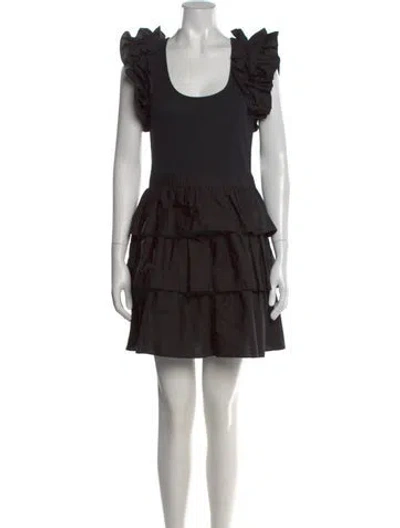 Pre-owned Ulla Johnson Scoop Neck Mini Dress In Black