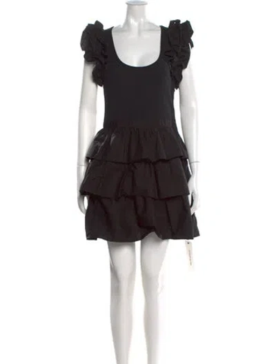 Pre-owned Ulla Johnson Scoop Neck Mini Dress In Black