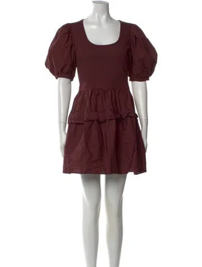 Pre-owned Ulla Johnson Scoop Neck Mini Dress In Burgundy