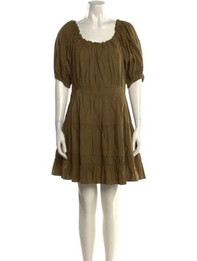 Pre-owned Ulla Johnson Scoop Neck Mini Dress In Green