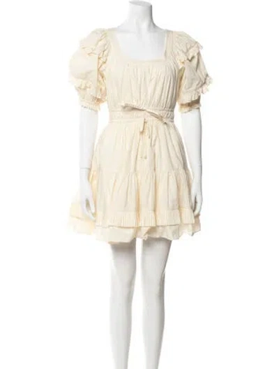 Pre-owned Ulla Johnson Scoop Neck Mini Dress In Neutral