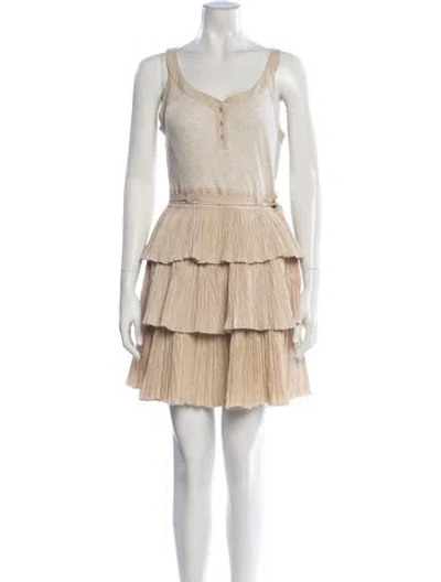 Pre-owned Ulla Johnson Scoop Neck Mini Dress In Neutral