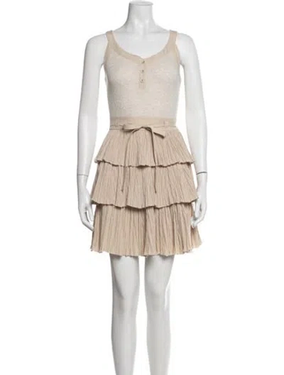Pre-owned Ulla Johnson Scoop Neck Mini Dress In Neutral