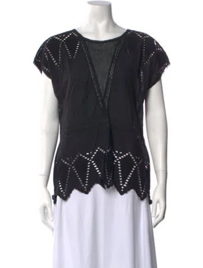 Pre-owned Ulla Johnson Scoop Neck Short Sleeve Blouse In Black