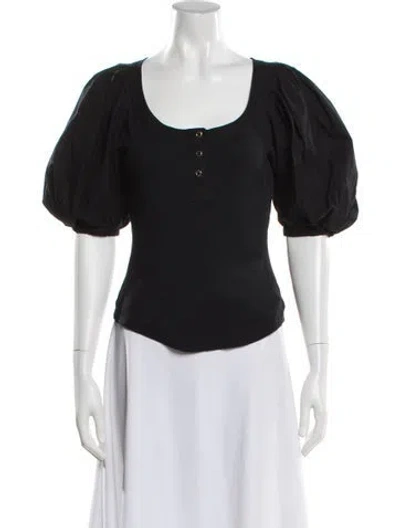 Pre-owned Ulla Johnson Scoop Neck Short Sleeve Blouse In Gray