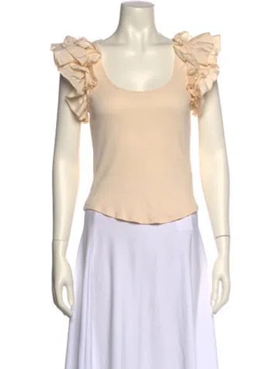 Pre-owned Ulla Johnson Scoop Neck Short Sleeve Blouse In Neutral