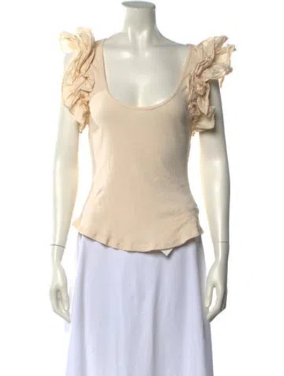 Pre-owned Ulla Johnson Scoop Neck Short Sleeve Blouse In Neutral