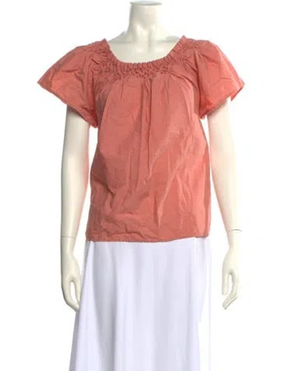 Pre-owned Ulla Johnson Scoop Neck Short Sleeve Blouse In Orange