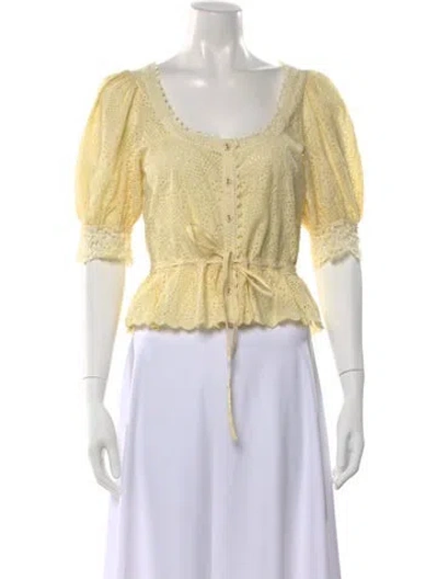 Pre-owned Ulla Johnson Scoop Neck Short Sleeve Blouse In White