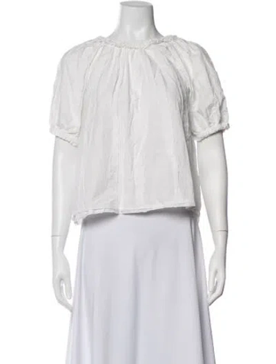 Pre-owned Ulla Johnson Scoop Neck Short Sleeve Blouse In White