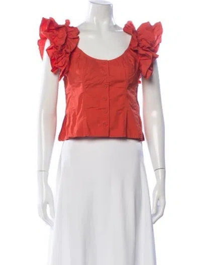 Pre-owned Ulla Johnson Scoop Neck Short Sleeve Crop Top In Orange