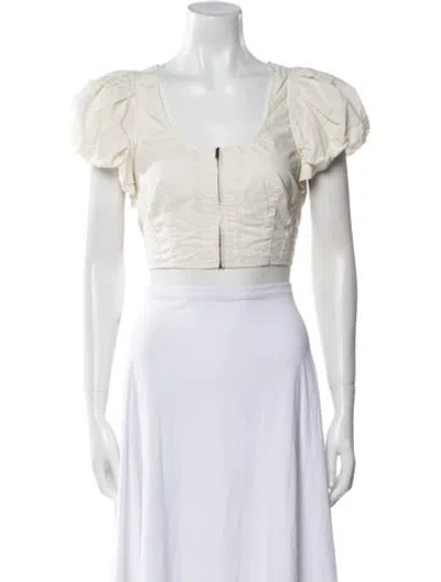 Pre-owned Ulla Johnson Scoop Neck Short Sleeve Crop Top In White