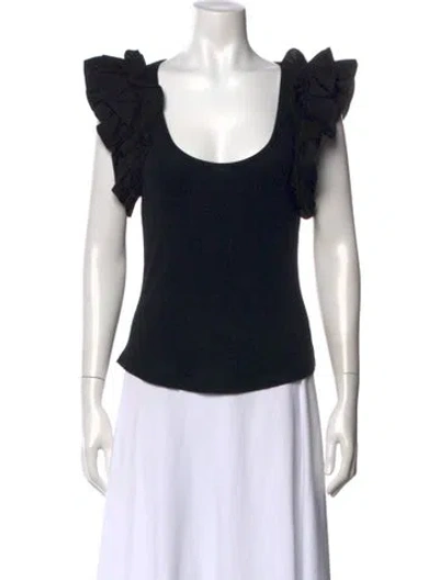 Pre-owned Ulla Johnson Scoop Neck Short Sleeve Top In Black