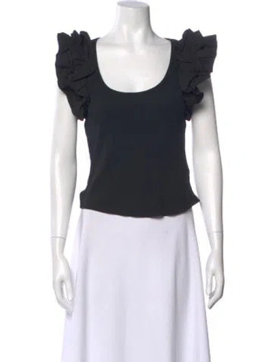 Pre-owned Ulla Johnson Scoop Neck Short Sleeve Top In Black