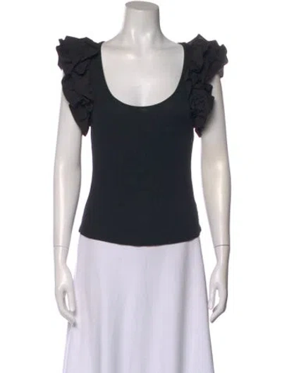 Pre-owned Ulla Johnson Scoop Neck Short Sleeve Top In Black
