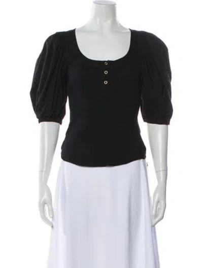 Pre-owned Ulla Johnson Scoop Neck Short Sleeve Top In Black