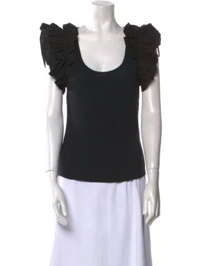 Pre-owned Ulla Johnson Scoop Neck Short Sleeve Top In Black