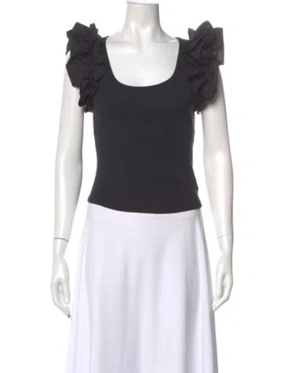 Pre-owned Ulla Johnson Scoop Neck Short Sleeve Top In Black