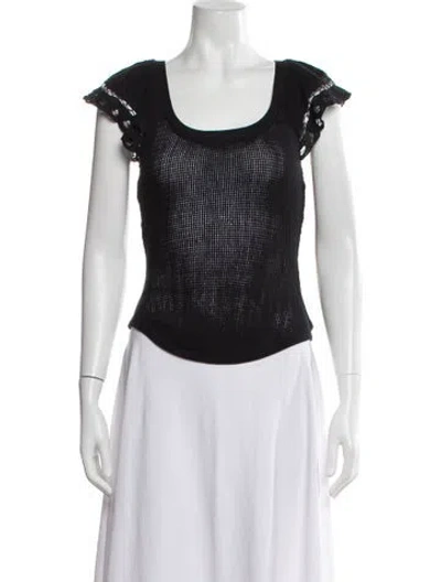 Pre-owned Ulla Johnson Scoop Neck Short Sleeve Top In Black