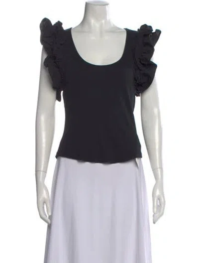 Pre-owned Ulla Johnson Scoop Neck Short Sleeve Top In Black