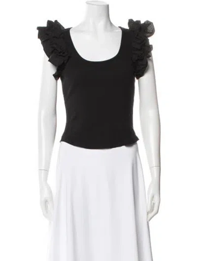 Pre-owned Ulla Johnson Scoop Neck Short Sleeve Top In Black