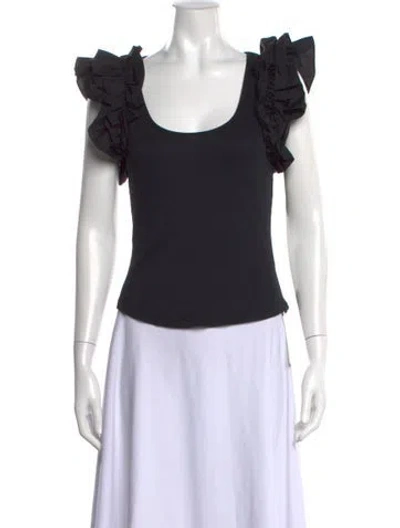 Pre-owned Ulla Johnson Scoop Neck Short Sleeve Top In Black