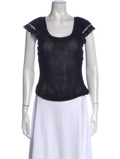 Pre-owned Ulla Johnson Scoop Neck Short Sleeve Top In Black