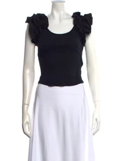 Pre-owned Ulla Johnson Scoop Neck Short Sleeve Top In Black