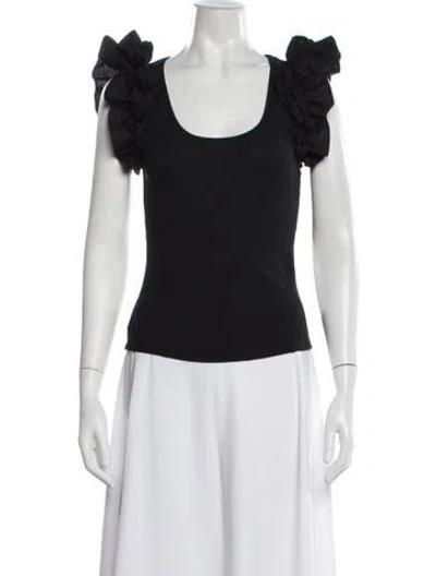 Pre-owned Ulla Johnson Scoop Neck Short Sleeve Top In Black