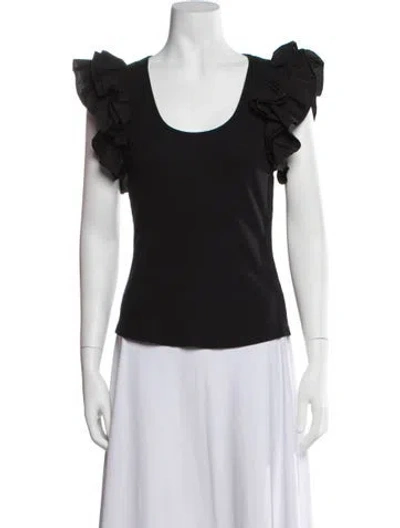 Pre-owned Ulla Johnson Scoop Neck Short Sleeve Top In Black