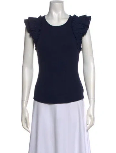 Pre-owned Ulla Johnson Scoop Neck Short Sleeve Top In Blue