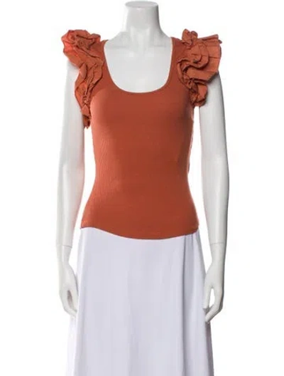 Pre-owned Ulla Johnson Scoop Neck Short Sleeve Top In Brown