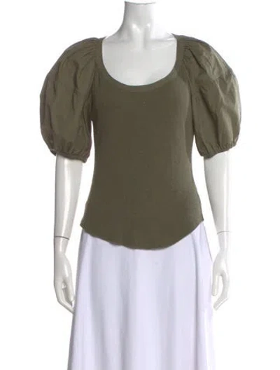 Pre-owned Ulla Johnson Scoop Neck Short Sleeve Top In Green
