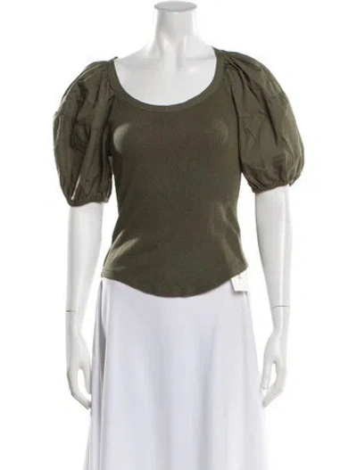 Pre-owned Ulla Johnson Scoop Neck Short Sleeve Top In Green