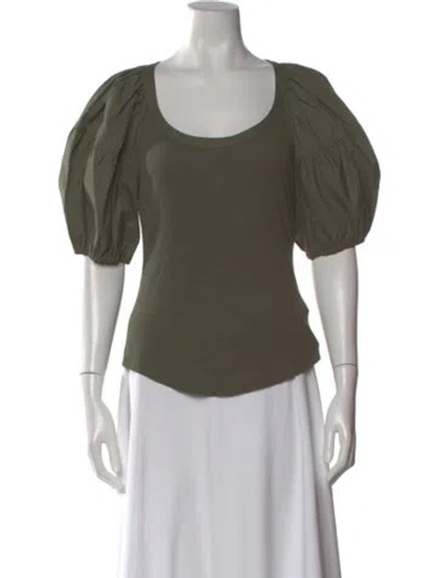 Pre-owned Ulla Johnson Scoop Neck Short Sleeve Top In Green