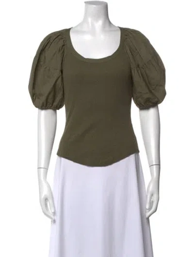 Pre-owned Ulla Johnson Scoop Neck Short Sleeve Top In Green