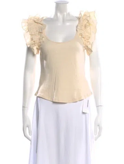 Pre-owned Ulla Johnson Scoop Neck Short Sleeve Top In Neutral