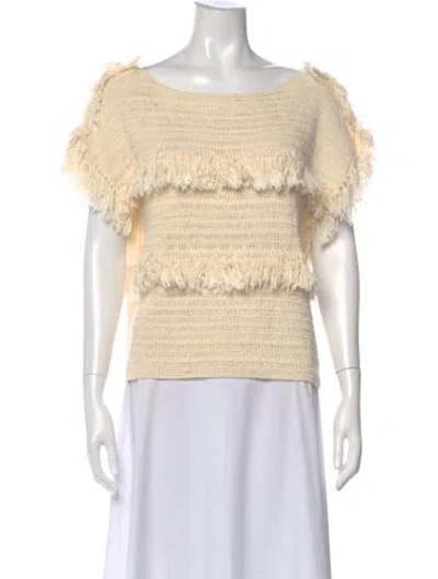 Pre-owned Ulla Johnson Scoop Neck Short Sleeve Top In Neutral