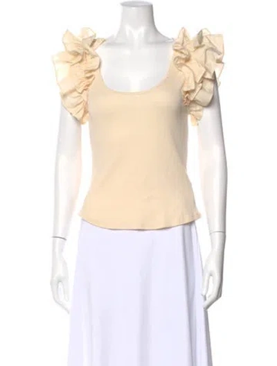 Pre-owned Ulla Johnson Scoop Neck Short Sleeve Top In Neutral