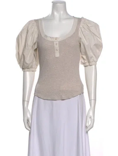 Pre-owned Ulla Johnson Scoop Neck Short Sleeve Top In Neutral