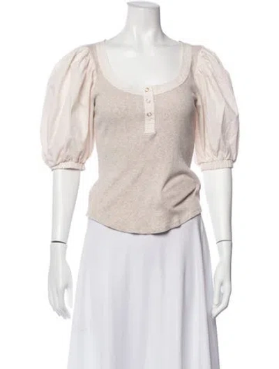 Pre-owned Ulla Johnson Scoop Neck Short Sleeve Top In Neutral